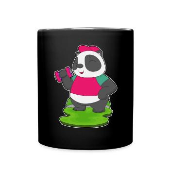 Panda Bodybuilder Dumbbell Bodybuilding - Full Colour Mug - black - Front