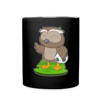 Eule Fußballspieler Fußball - Tasse einfarbig - Schwarz - Vorne