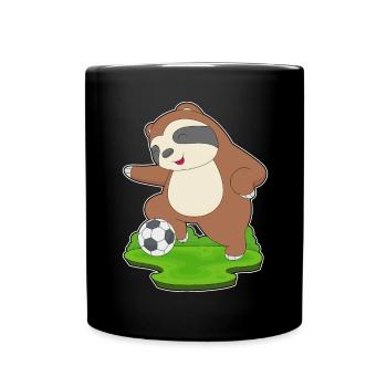 Faultier Fußballspieler Fußball - Tasse einfarbig - Schwarz - Vorne