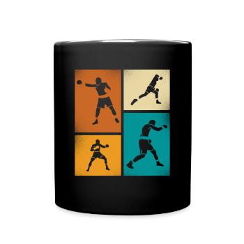 Retro Boxen Silhouette Kunst - Tasse einfarbig - Schwarz - Vorne