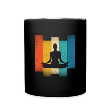 Rétro Yoga Silhouette Méditation Couleurs - Mug uni - noir - Devant