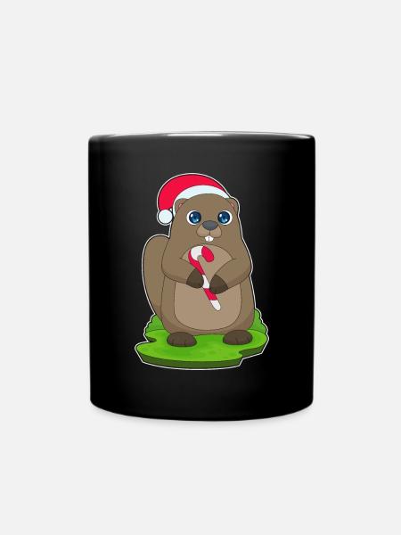 Biber Weihnachten Zuckerstange - Tasse einfarbig - Schwarz