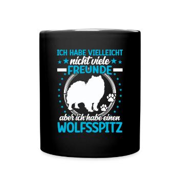 Wolfspitz is my friend Keeshond - Full Colour Mug - black - Front
