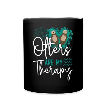 Otter Otters Are My Therapy - Full Colour Mug - black - Front