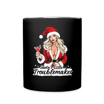 Chapeau de Noël Little Troublemaker du Père Noël - Mug uni - noir - Devant
