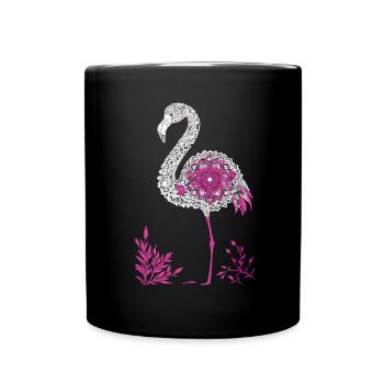 Mandala Flamingo Flamingo Waterfowl Flamingo - Full Colour Mug - black - Front