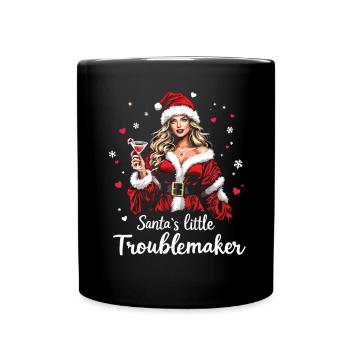 Chapeau de Noël Little Troublemaker du Père Noël - Mug uni - noir - Devant