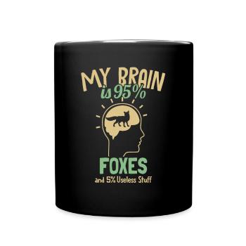 My Brain is 95% Foxes Canidae Caninae Red Fox Fox - Full Colour Mug - black - Front
