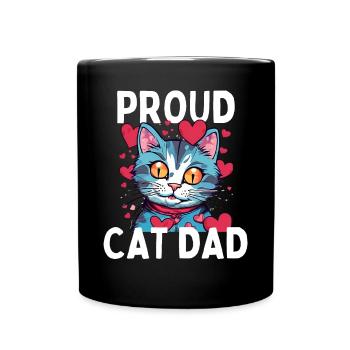 Stolzer Katzenliebhaber Cat Dad Mit Herz Lustig - Tasse einfarbig - Schwarz - Vorne