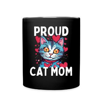 Proud Cat Mom Katze Kätzchen Katzenliebhaber - Tasse einfarbig - Schwarz - Vorne
