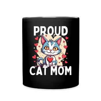 Fier chat maman coeur chaton pour - Mug uni - noir - Devant