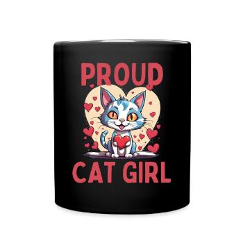 Proud Cat Girl Heart Cat Kitten - Full Colour Mug - black - Front