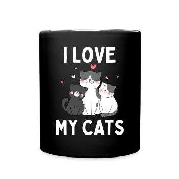 J’aime mes chats - Drôle de chaton chaton - Mug uni - noir - Devant