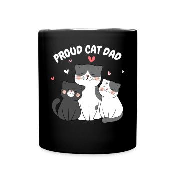 Proud Cat Dad Funny Kitten Design For - Full Colour Mug - black - Front