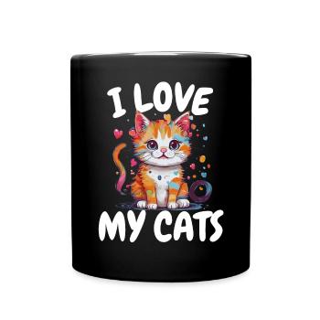 Ich Liebe Meine Katzen - Perfekt Für - Tasse einfarbig - Schwarz - Vorne
