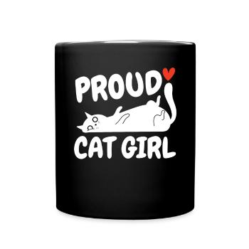 Stolze Katzenmädchen Liebe Katzenliebhaber Lustig - Tasse einfarbig - Schwarz - Vorne