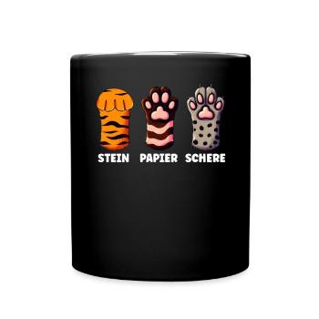 Chat Pierre Papier Ciseaux Patte Jeu Drôle - Mug uni - noir - Devant