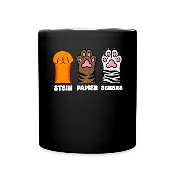 Cat Stone Paper Scissors Paw Game Funny - Full Colour Mug - black - Front