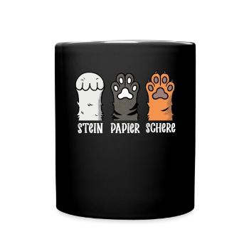 Cat Stone Paper Scissors Paw Game Funny - Full Colour Mug - black - Front
