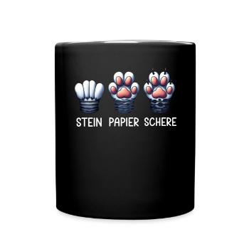 Cat Stone Paper Scissors Paw Game Funny - Full Colour Mug - black - Front