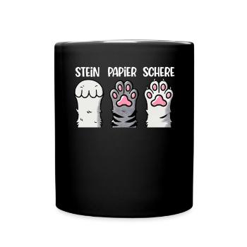 Chat Pierre Papier Ciseaux Patte Jeu Drôle - Mug uni - noir - Devant