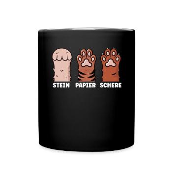 Cat Stone Paper Scissors Paw Game Funny - Full Colour Mug - black - Front