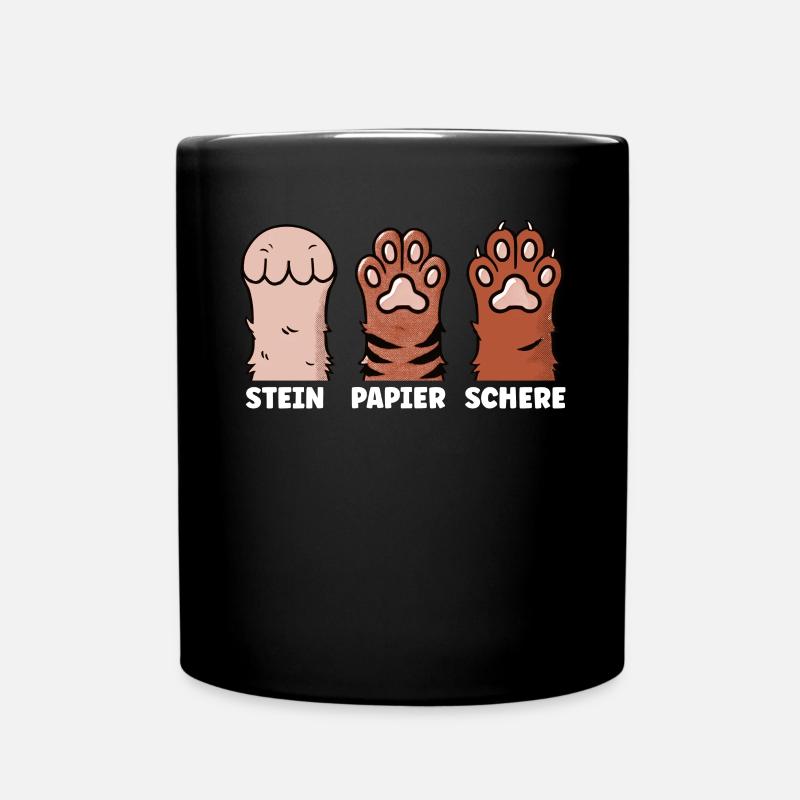 Chat Pierre Papier Ciseaux Patte Jeu Drôle - Mug uni - noir