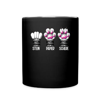 Cat Stone Paper Scissors Paw Game Funny - Full Colour Mug - black - Front