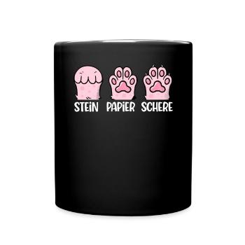 Cat Stone Paper Scissors Paw Game Funny - Full Colour Mug - black - Front