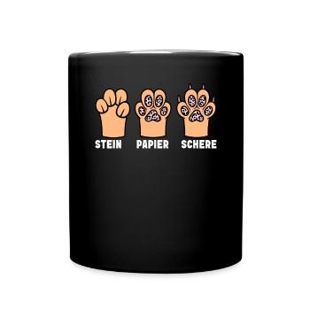 Cat Stone Paper Scissors Paw Game Funny - Full Colour Mug - black - Front