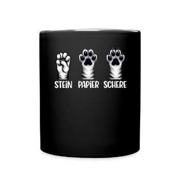 Cat Stone Paper Scissors Paw Game Funny - Full Colour Mug - black - Front