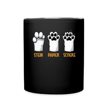 Cat Stone Paper Scissors Paw Game Funny - Full Colour Mug - black - Front