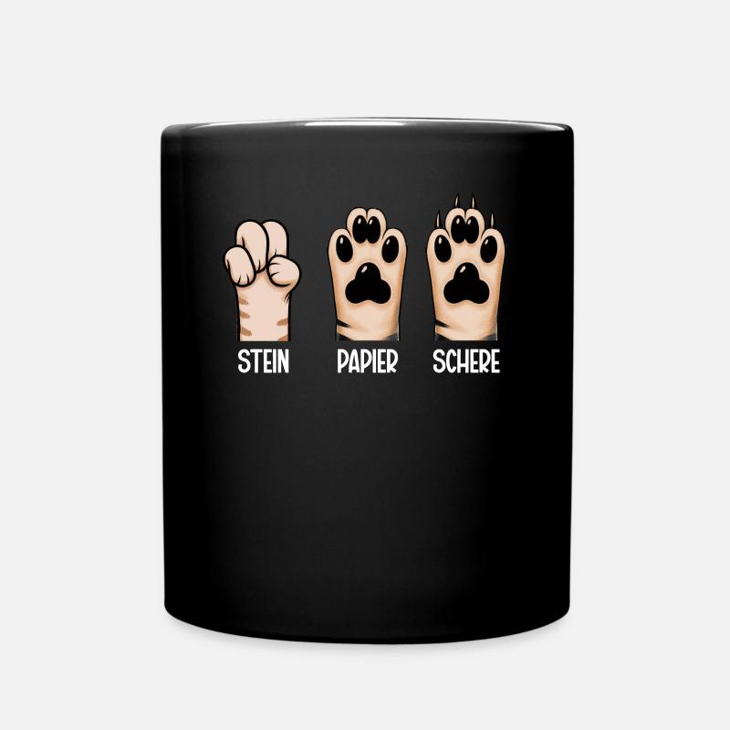 Chat Pierre Papier Ciseaux Patte Jeu Drôle - Mug uni - noir