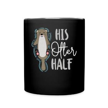 Couple Loutre Jeu de mots Saint-Valentin - Mug uni - noir - Devant