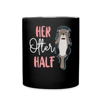 Couple Loutre Jeu de mots Saint-Valentin - Mug uni - noir - Devant