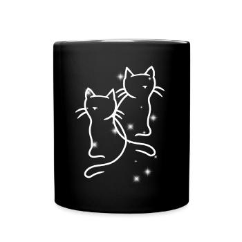 Christmas Katzen Retro Weihnachten Katze 80er 90er - Tasse einfarbig - Schwarz - Vorne