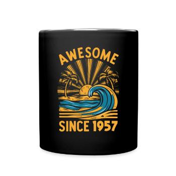 Awesome Since 1957 Birthday Beach - Full Colour Mug - black - Front