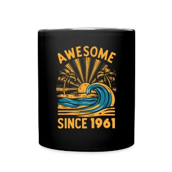 Awesome Since 1961 Geburtstag Strand - Tasse einfarbig - Schwarz - Vorne