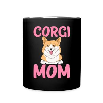 Corgi-Mama - Tasse einfarbig - Schwarz - Vorne