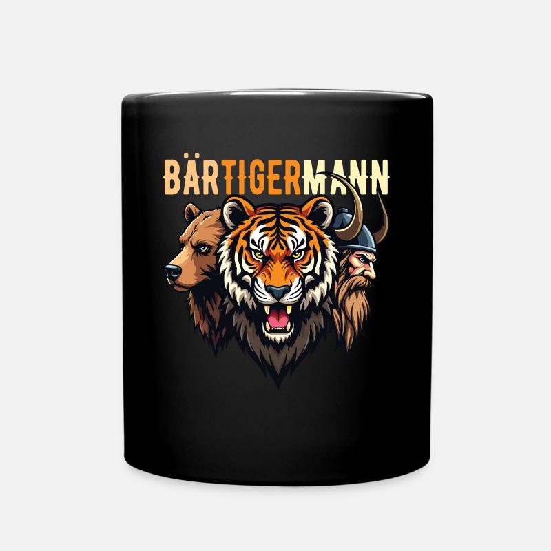 Bärtigermann Bär Tiger Mann Wikinger - Tasse einfarbig - Schwarz