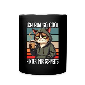 I'm So Cool Behind Me Snowy Cat - Full Colour Mug - black - Front