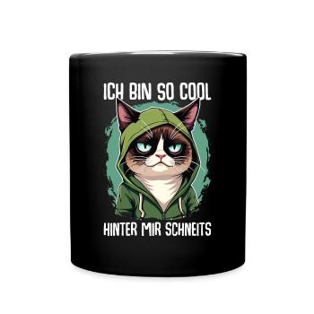 I'm So Cool Behind Me Snowy Cat - Full Colour Mug - black - Front
