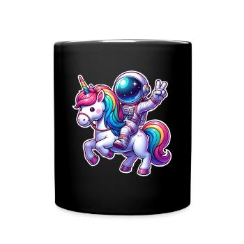 Licorne astronaute - Mug uni - noir - Devant