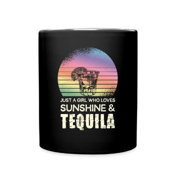 Ein Mädchen, Das Sonne Und Tequila Liebt - Tasse einfarbig - Schwarz - Vorne
