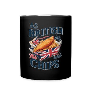 British Pride Fish and Chips Union Jack Design - Full Colour Mug - black - Front
