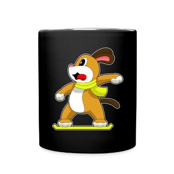 Hund Snowboarder Snowboard - Tasse einfarbig - Schwarz - Vorne