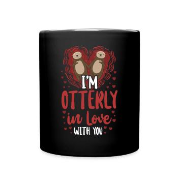 Loutre Jeu de mots Saint-Valentin Je suis - Mug uni - noir - Devant