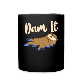 Otter Pun Dam It - Full Colour Mug - black - Front