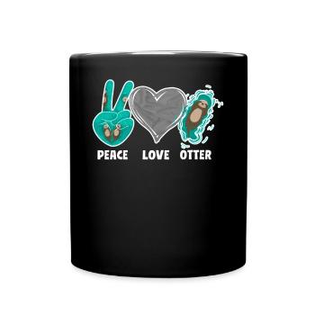Otter Peace Love Otters - Tasse einfarbig - Schwarz - Vorne