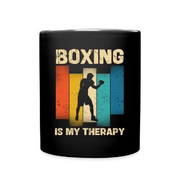 La boxe est ma thérapie style rétro - Mug uni - noir - Devant